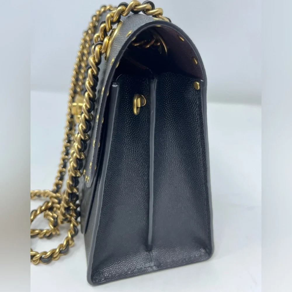 Coach Parker Mixed Media Studded Convertible Shoulder Bag Black/Gold Leather - Picture 8 of 8